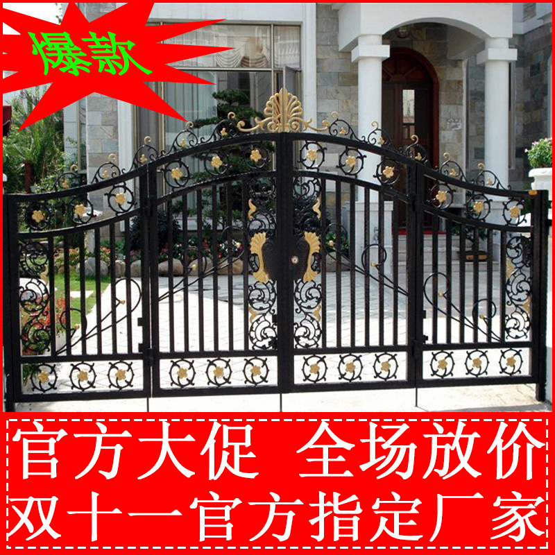 European Wrought iron gate Iron gate Courtyard door Villa door Garden door Community anti-theft door Rust-proof open galvanized small door