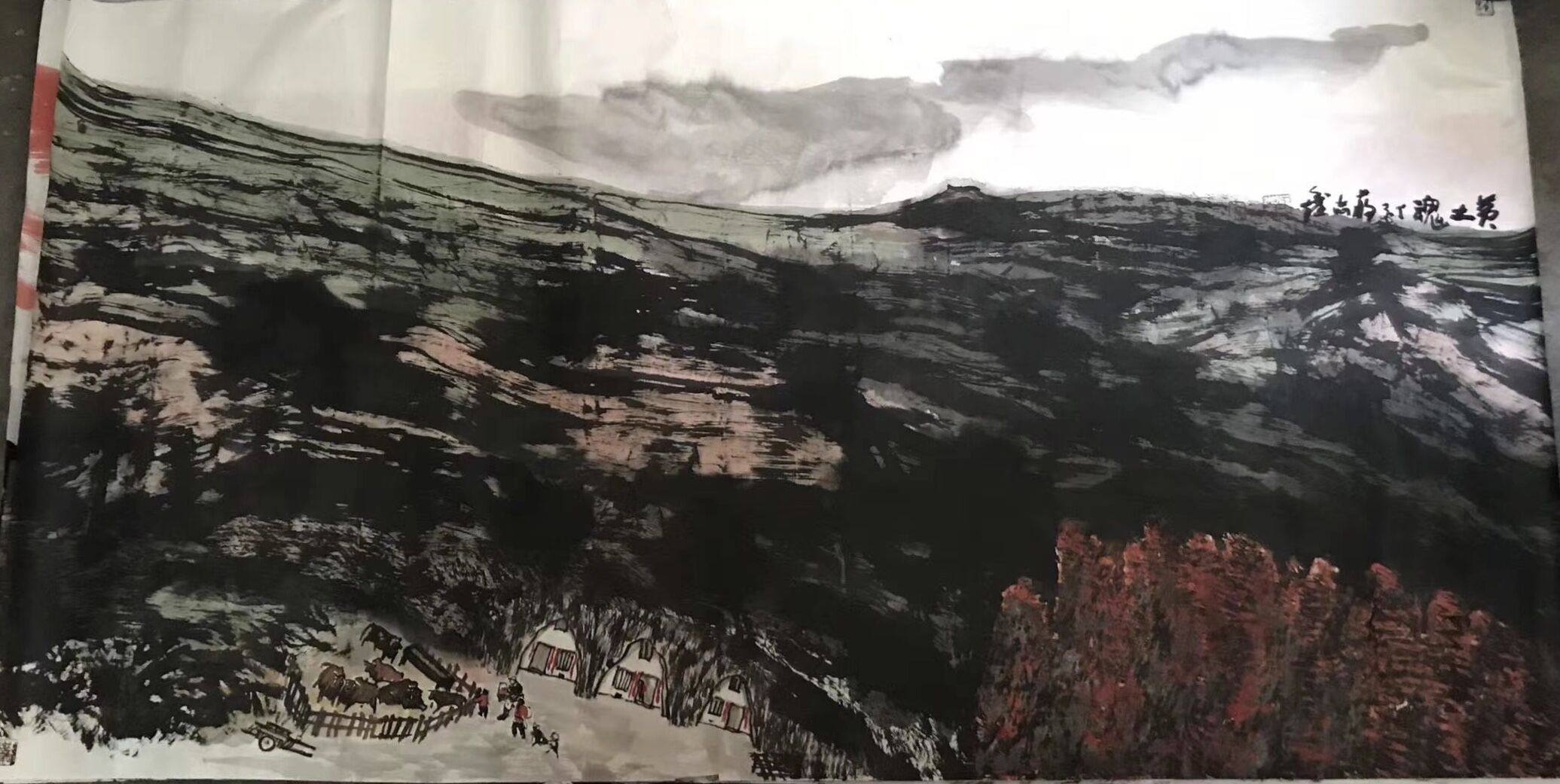當代著名山水畫家蔣志鑫國畫山水槽方作品