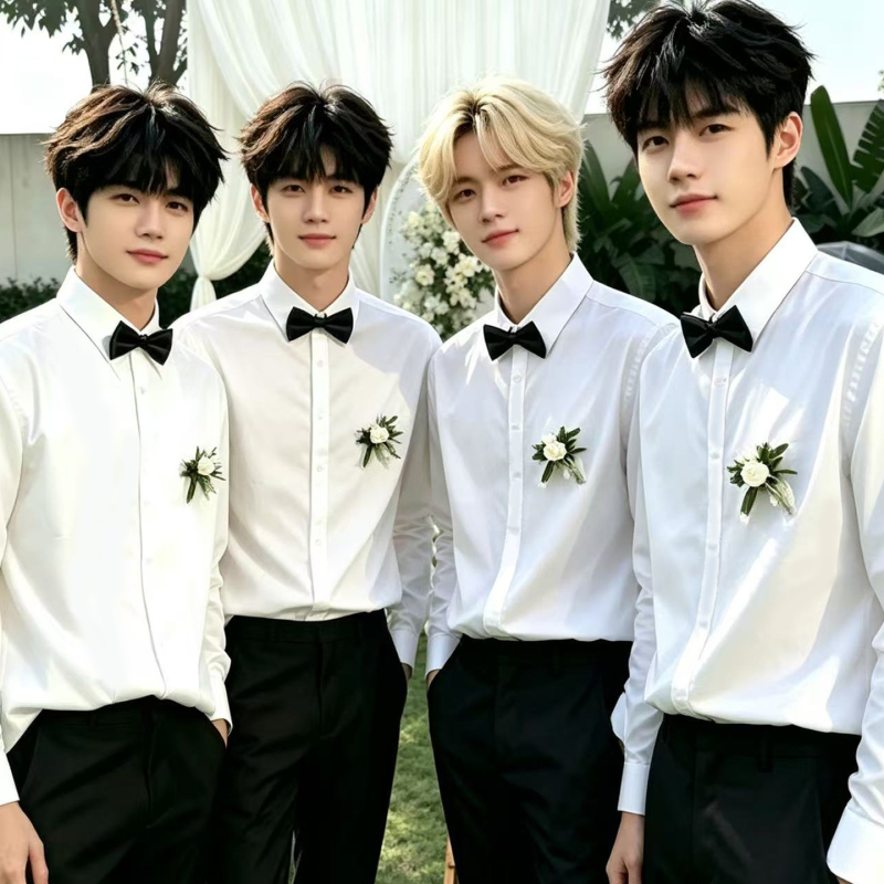 Groomsmen's Clothing, Large Size White Shirts, Long-Sleeved Shirts, Suits, Men's Wedding Suits, Groomsmen's Outfits