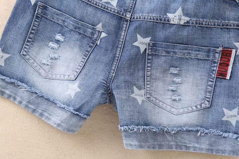 Cô gái denim bib 2018 mới lớn trẻ em mùa hè ăn mặc dây đeo quần short 12-15 tuổi trẻ em mùa hè phù hợp với