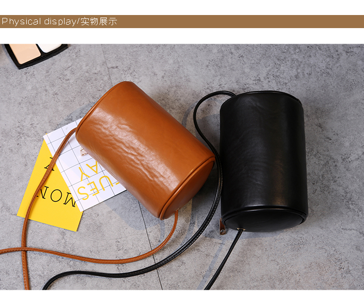 Small New Women's Round Bag, Cylindrical Crossbody Bag, Mini Crossbody Bucket Bag, Single Shoulder Cylindrical Small Bag