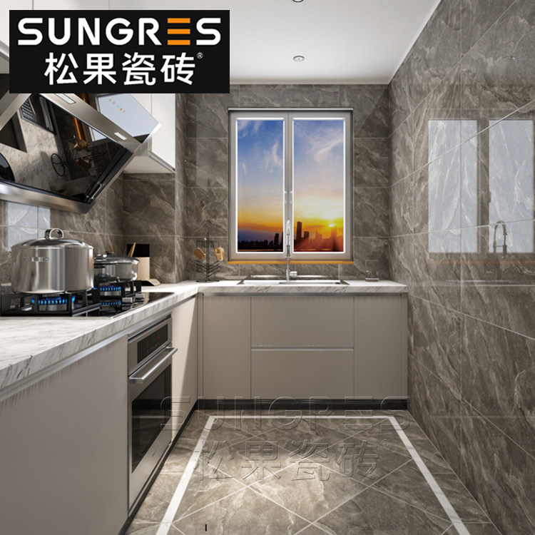 Dark gray flux marble tiles modern minimal dark toilet kitchen tile floor tile 400 800