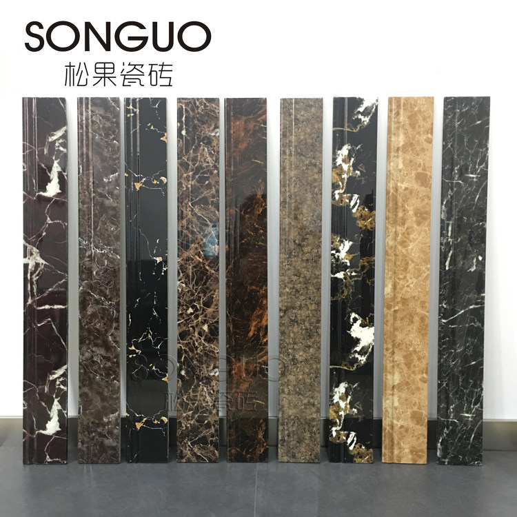 Living Room Aisle Bedroom Floor Tiles Imitation Marble Grain Skirting Footrest Skirting tile waveguide Line 100800