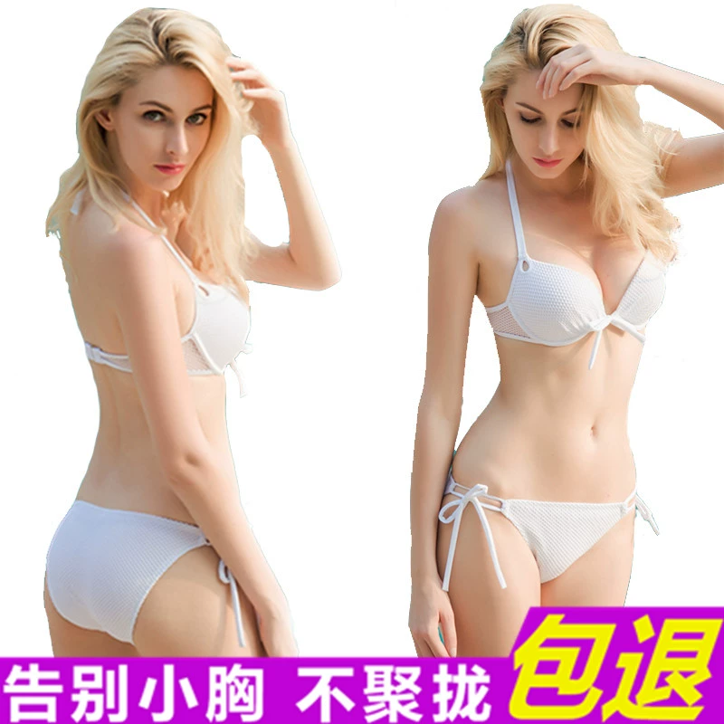 Bộ bikini ren châu Âu và Mỹ gợi cảm ngực nhỏ ba điểm tụ tập trong bộ đồ tắm suối nước nóng nữ cổ tích chia đôi gió - Bikinis