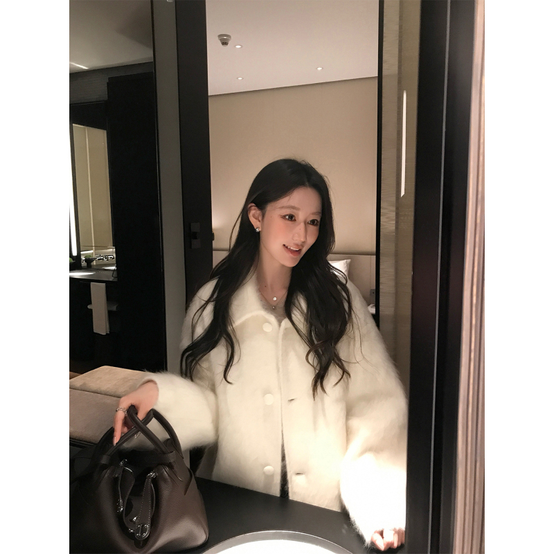 Zinguus Cashmere Brushed Woolen Coat with Thickened Double-Sided Brushed Wool Made of Angora Rabbit Fur, New Style