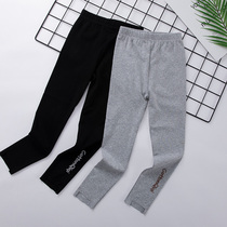 Girls  pants Spring and autumn thin section wear Foreign style childrens leggings Tide girls in the big childrens black nine-point pants autumn