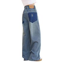 Girl Spring Dress Pants 2024 New Spring Jeans Spring Autumn Children Straight Cylinder Broadlegged Pants Loose Trousers Girl