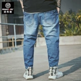 Летние штаны, синие джинсы для отдыха, большой размер