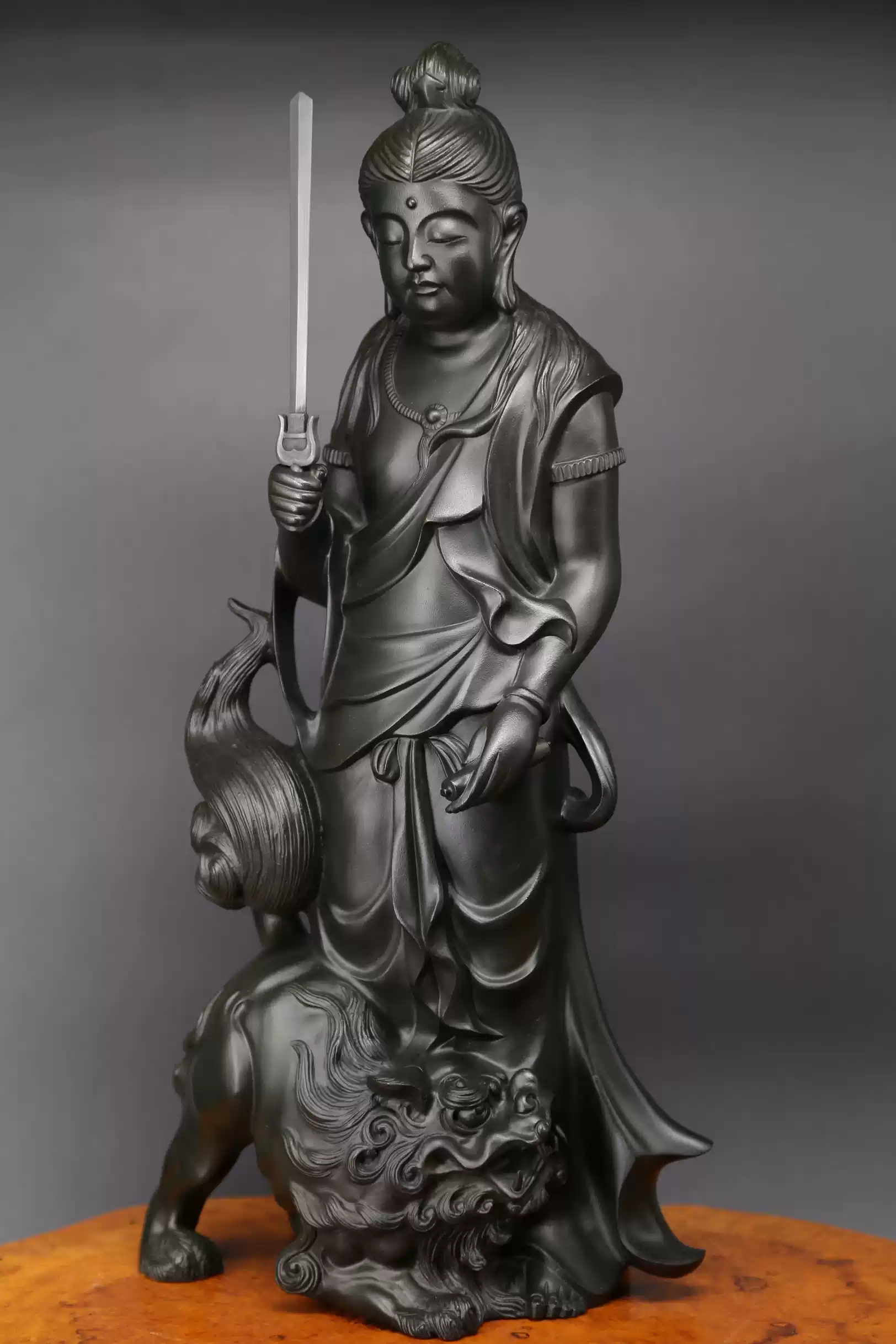 日本金工名家石崎秀峰作《铸铜制，观音菩萨立像》唐密东密佛造像