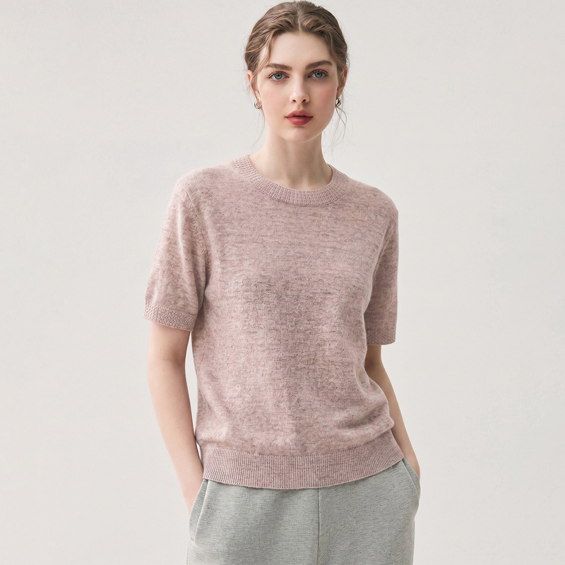 Bc Same Style Old Money Style Floral Yarn Linen Knit Short-Sleeve Hollow Round Neck Thin T-Shirt for Women, Summer Breathable and Cool