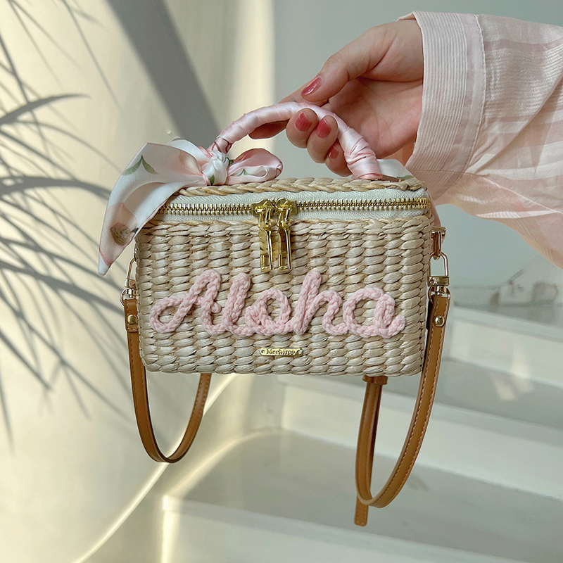 Mina Handmade ins Summer Seaside Thailand Vacation Zipper Crossbody Straw Bag Travel Beach Bag for Women Mina Handmade ins Summer Seaside Thailand Vacation Zipper Crossbody Straw Bag Travel Beach Bag for Women