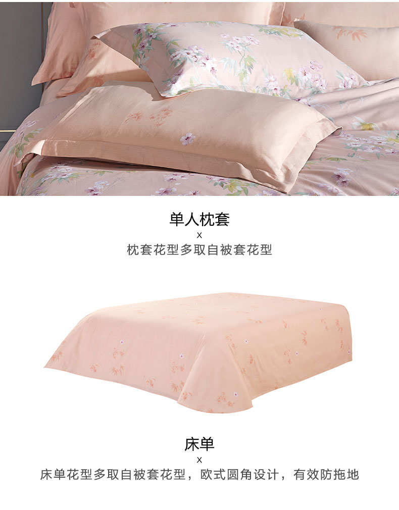 dệt giường Carolina 1,5 / 1,8 m gia đình bốn tấm bông đúp bình minh hương thơm - Bộ đồ giường bốn mảnh chăn ga gối đệm