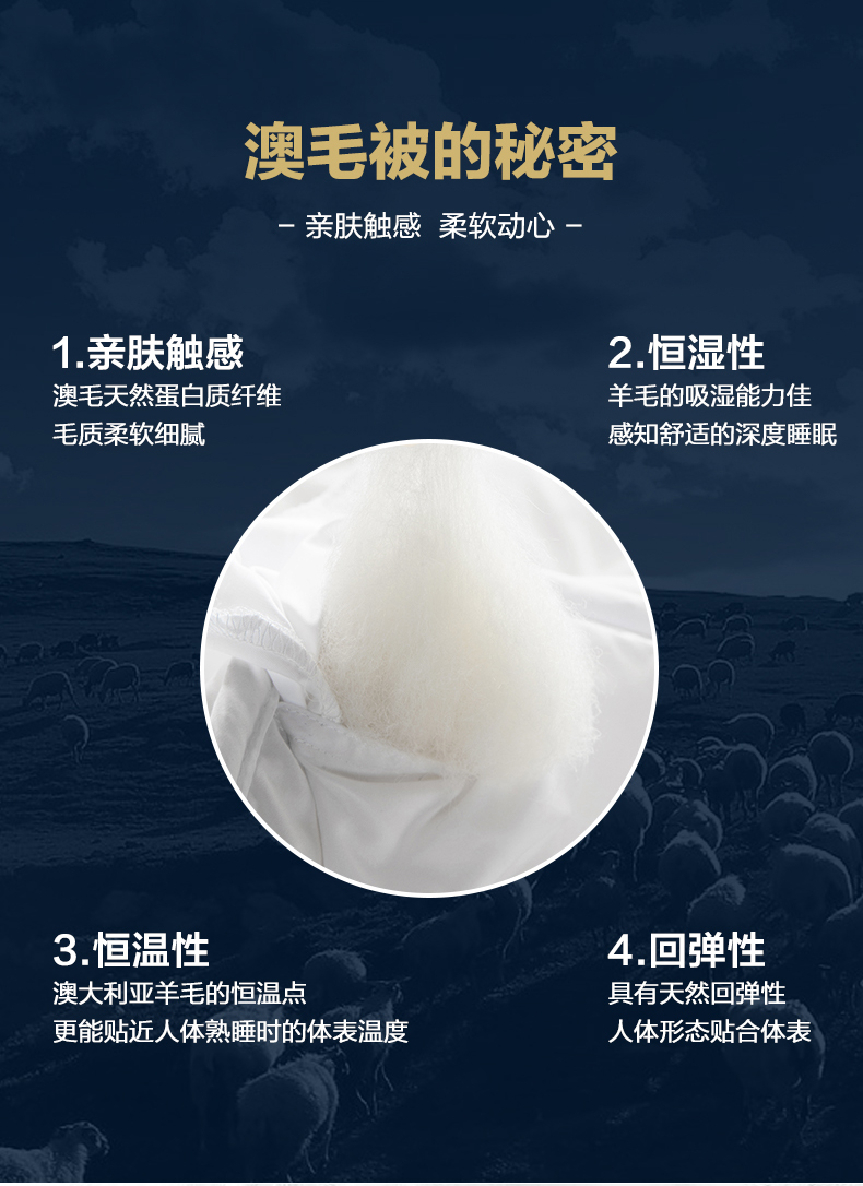罗莱家纺 75D提花面料 澳大利亚羊毛冬被 图4