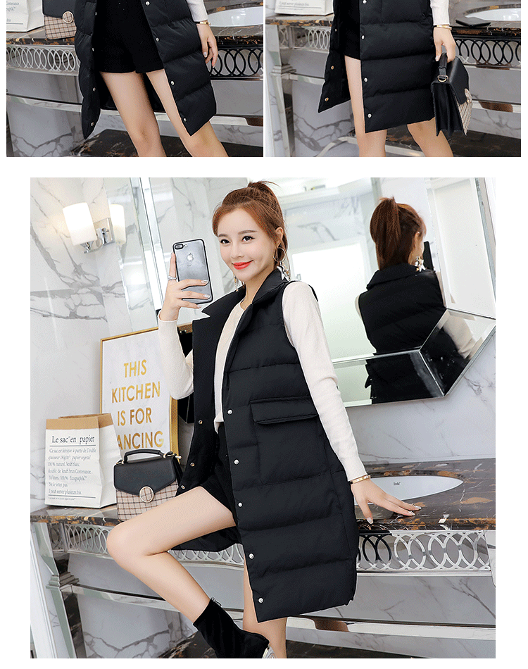 Áo vest cotton nữ dài phần phiên bản Hàn Quốc 2018 thu đông mới phù hợp với đồ vest mỏng bên ngoài áo vest cotton cỡ lớn cho học sinh áo khoác zara nữ