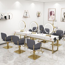 Double-sided barber shop mirror table hair salon special hairdressing mirror Net red hairdressing shop mirror tide with lamp