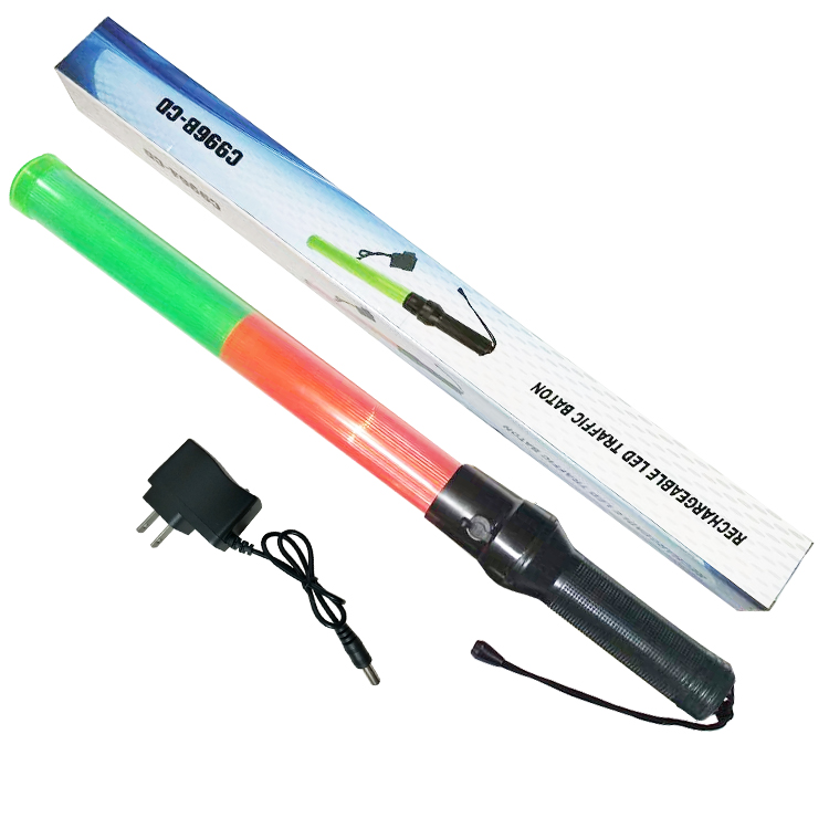 54cm Red Green Rechargeable Multifunction LED Traffic Conductor Glow Stick Glow Stick Warning Stick