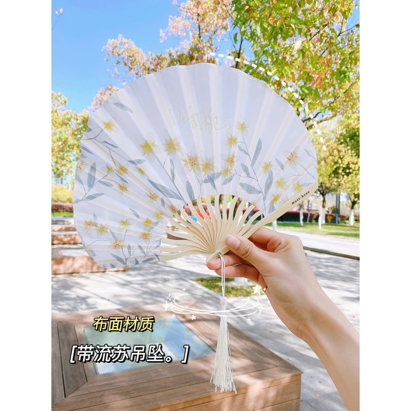 Summer day style Little Qing New cloth Noodle Fan folding fan Ancient style male and female style student with mini-portable folding small fan