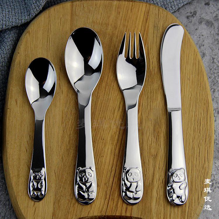 304 stainless steel children cutlery baby spoon cartoon fork dining knife Western dining knife fork spoon three sets of four pieces