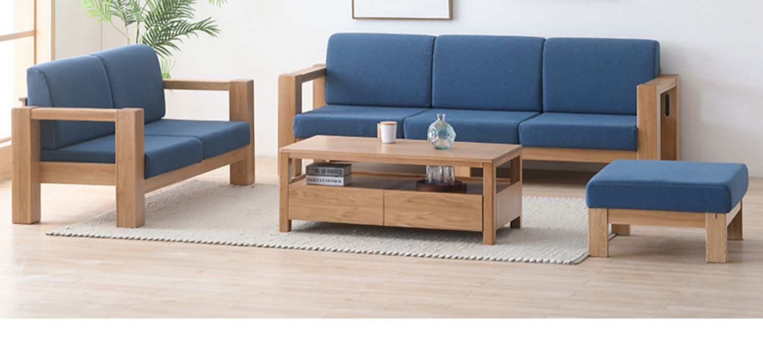 Original yếu tố ban đầu tất cả sofa gỗ rắn Bắc Âu hiện đại kết hợp sofa tối giản căn hộ nhỏ phòng khách đồ nội thất vải của gỗ sồi - Ghế sô pha sofa da nhập khẩu