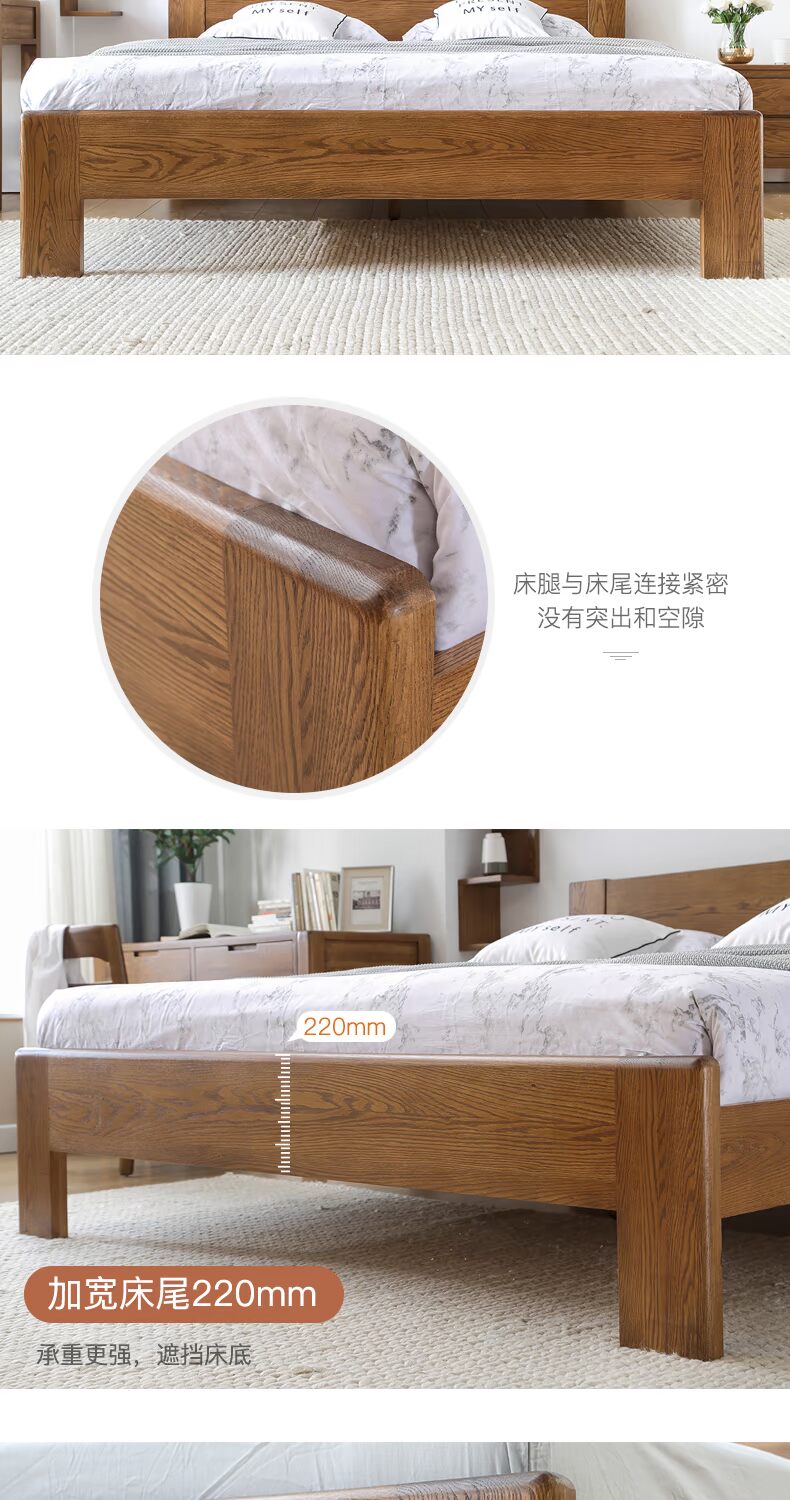 Cựu thủ hoàn toàn ban đầu giường gỗ sồi giường gỗ 1,8 m 1,5 Scandinavian hiện đại nội thất phòng ngủ nhỏ gọn giường đôi phòng ngủ - Giường giường tầng sắt giá rẻ