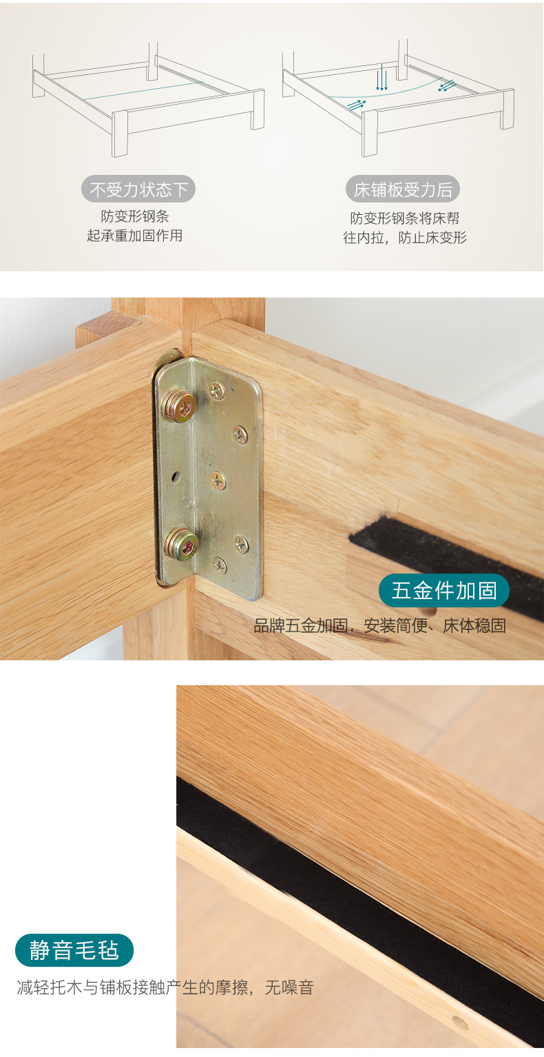 Giải phóng mặt bằng của các yếu tố ban đầu của Bắc Âu giường gỗ rắn ban đầu 1,8 m 1,5 tối giản sồi hiện đại phòng ngủ đôi SG - Giường giường phản bệt