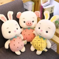 Клубника, плюшевый кролик, милая игрушка, детская тряпичная кукла, белый кролик, подарок на день рождения