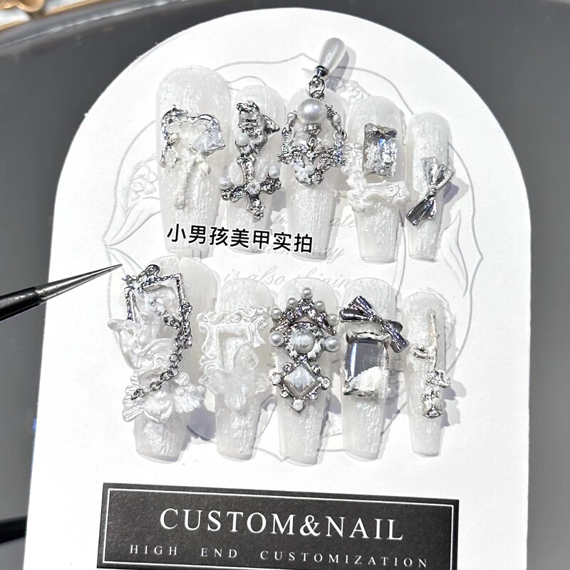 Little Boy's Manicure Handmade Nail Patch Finished Product Retro Baroque Angel Plaster Glue