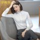 Zemings professional white shirt women's long-sleeved V-neck formal wear 2024 new temperament work clothes shirt spring and autumn plus velvet