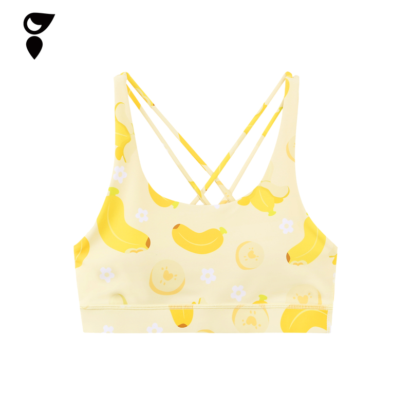 Hardship｜Banana Fitness Yoga Training Beautiful Back Floral Shorts with Matching Elastic Split Sports Tank Top