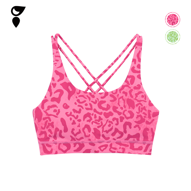 Hardship|Pink Leopard Print Yoga Training Women's Fitness Bra Leopard Print Cross-Back Beautiful Back Underwear Hardship|Pink Leopard Print Yoga Training Women's Fitness Bra Leopard Print Cross-Back Beautiful Back Underwear