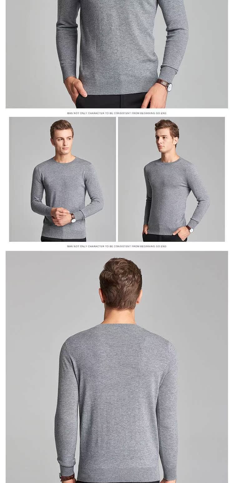 Thời trang mới BF nam áo len dài tay bầu trời xanh đỏ rượu vang 190 yard áo thun cashmere áo khoác jean nam