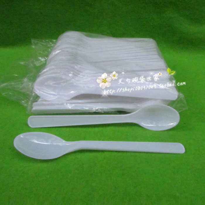 Disposable spoon 14CM transparent milky orange shaved ice porridge spoon fruit cake spoon dessert sundae spoon 2 thousand
