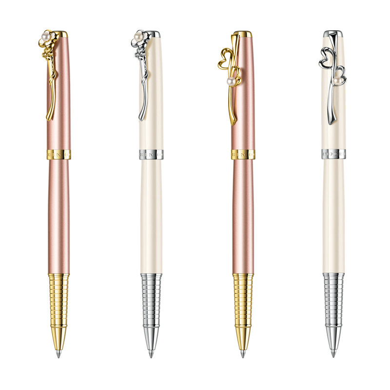 German MODERN four-leaf straw signature pen upscale creative business Baozhu pen metal lettering custom Christmas gift
