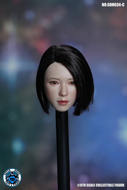 In Stock 1/6 Female Soldier Head Sculpt Sdh034 Asian Female Celebrity Hair Transplant Head Sculpt Suitable for Ph Lianbao Plastic Body