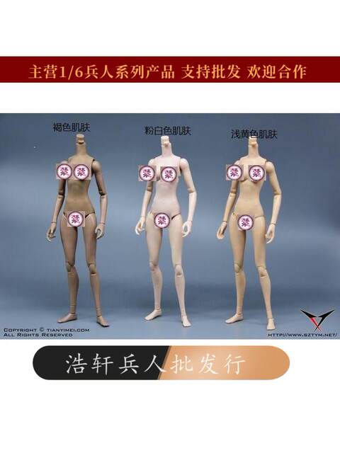 Spot 1/6 Female Soldier Body Model Tianyi Beauty Fish Sitting Posture Half-Coated Narrow Shoulders Thin Little Female Soldier Body