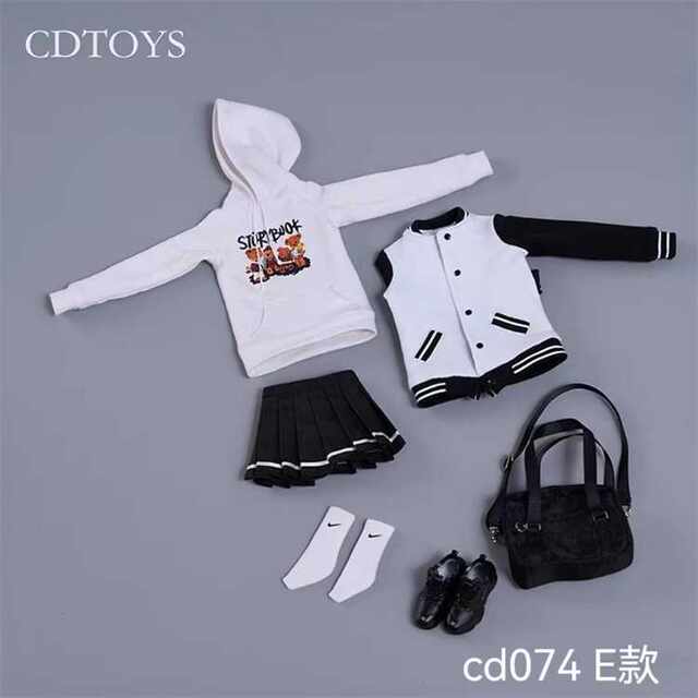 In Stock Cdtoys Cd074 1/6 Female Soldier Clothing Baseball Uniform Hoodie Pleated Skirt (Body Not Included)