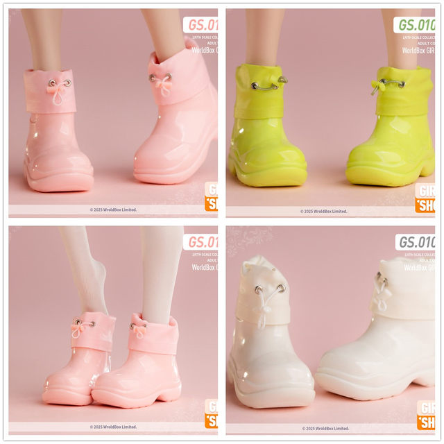 Worldbox Gs010 1/6 Female Soldier Shoe Model Fashionable Drawstring Rain Boots Hollow Design