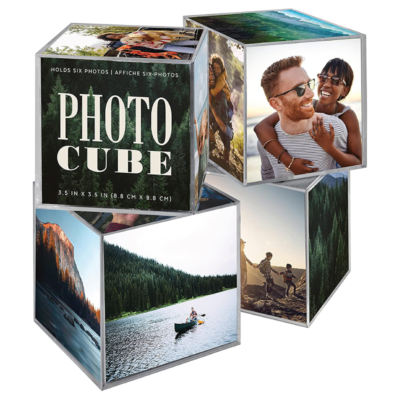 Personalized Creative Transparent Plastic Square 6-Sided Acrylic Photo Cube Photo Frame Ornament Birthday Gift