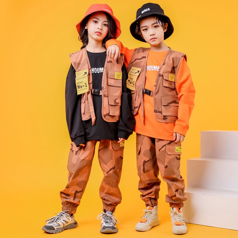 Ngày đầu năm mới của trẻ em Hip-Hop Chức năng Tactical Vest trẻ em thể thao Ngụy trang Hiệu suất ăn mặc.