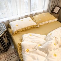 Embroidery 60 long-staple cotton four-piece set of hipster flowers cotton four-piece set of fine and comfortable spring and summer bedding
