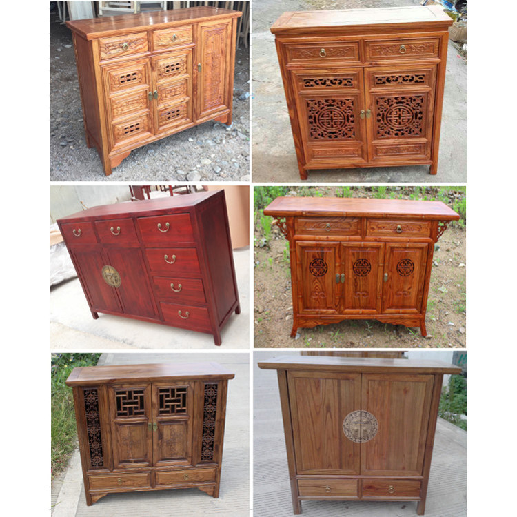 Solid wood shoe cabinet Simple Chinese cupboard wine cabinet for tableware storage to collect small household elm