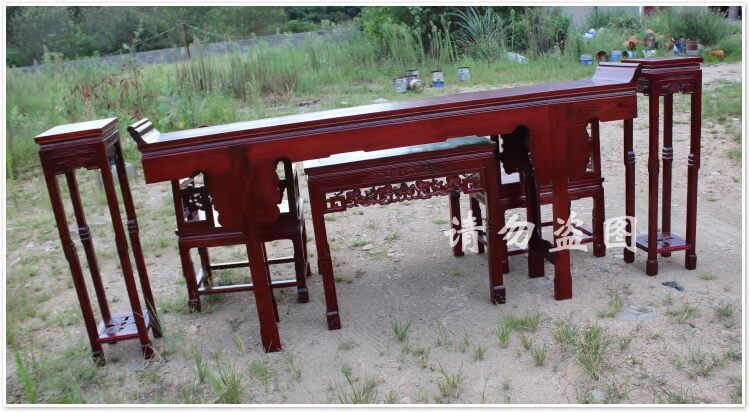 Căn hộ nhỏ Zhongtang bốn mảnh gỗ rắn bàn vuông nhỏ Taishi ghế quầy bar bàn sáu bộ đồ nội thất cổ Elm Ming và Qing - Bàn / Bàn bàn gỗ uống trà