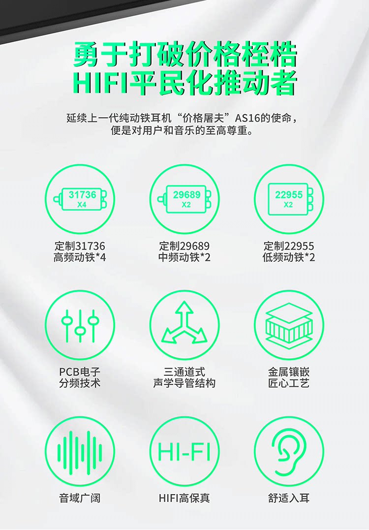 Проводные HiFi наушники kz as16 pro动铁有线耳机高音质发烧级hifi入耳式人声乐器女毒