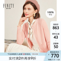 FINITY 2021 spring womens clothing womens tops knitwear wool cardigan jacket small fragrance short pink