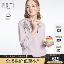 FINITY cotton hooded sweater womens womens winter clothes New Fashion long sleeve embroidered ladies pullover top