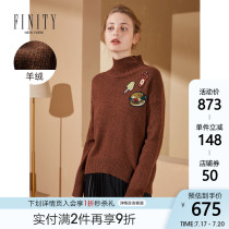 FINITY2021 SPRING WOMENs NEW loose top pullover semi-high round neck WOMENs cashmere sweater
