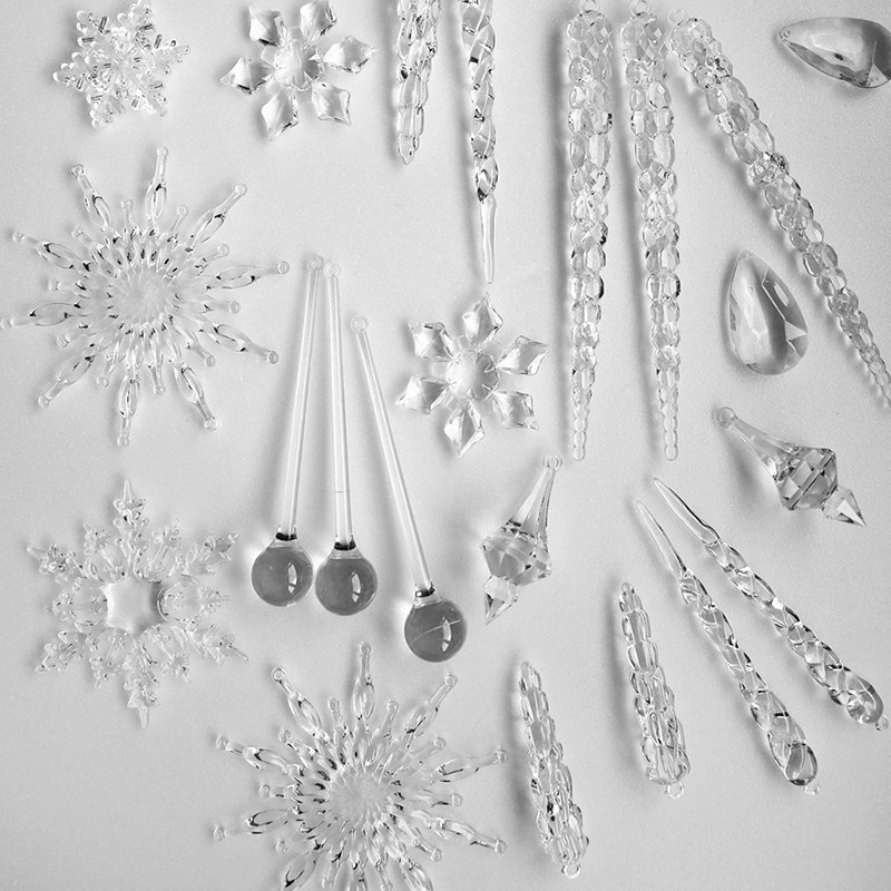 Christmas Decorations Christmas Tree Hanging Accessories 2023 New Christmas Snowflake Ice Crystal Pendant Scene Arrangement Props-Taobao
