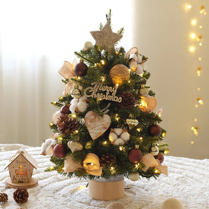 Christmas Tree Home Shine Decorative Snow Mini Christmas Tabletop Decorations Flowers Ring Diy Trees swing pieces