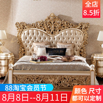 Italy high - end full - solid wood fabric double bed 1 8 m master bed wedding bed European court luxury bed