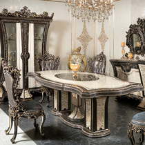 Fave Solid Wood Carved Dining Table Eu Style Villa Palace Furniture Custom Restaurant Extravagant Dining Desk Factory Direct